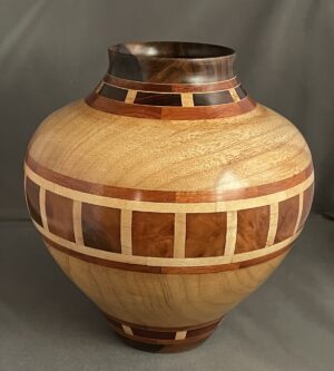 maple vase, mape rosewood vase, wood turned maple vase, wood turned art